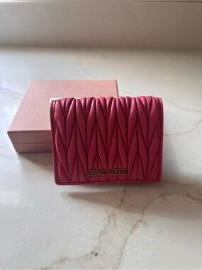 Miu Miu Quilted Pink Leather Compact Wallet